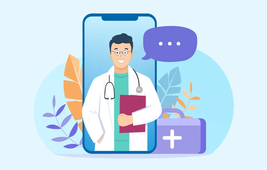 Visual of a smartphone displaying a HIPAA compliant app for communicating with top healthcare application a doctor, ensuring privacy and security.
