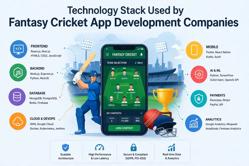 Technology Stack Used by Fantasy Cricket App Development Companies